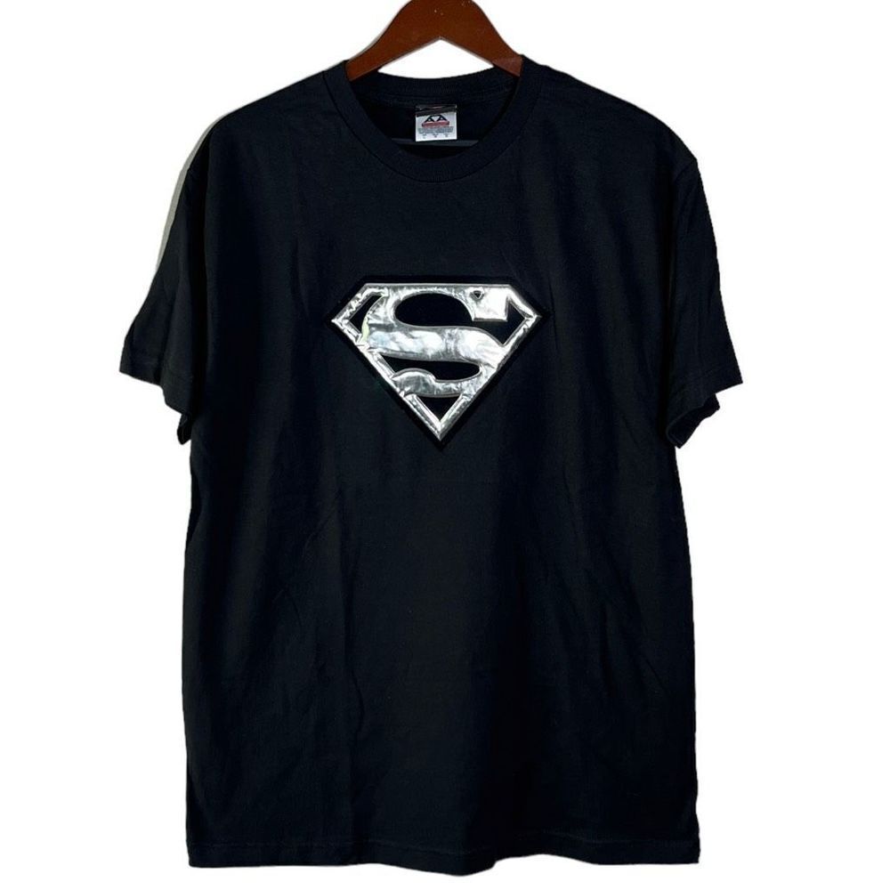 Vintage Deadstock Y2K DC Comics Superman Logo 3D Print T-shirt Mens L
